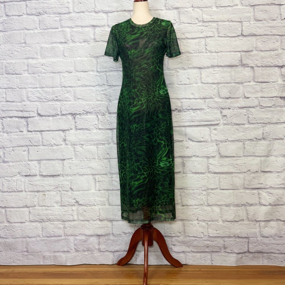 No. 6 Store Mads Animal Emerald Mesh Dress